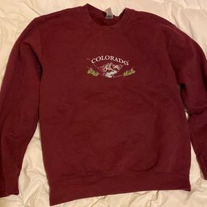 embroidered maroon sweatshirt